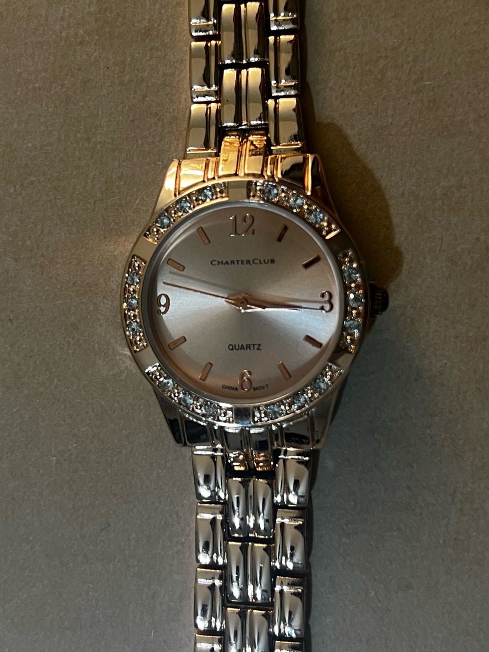 Charter Club Two-Tone Crystal Bezel Women's Watch